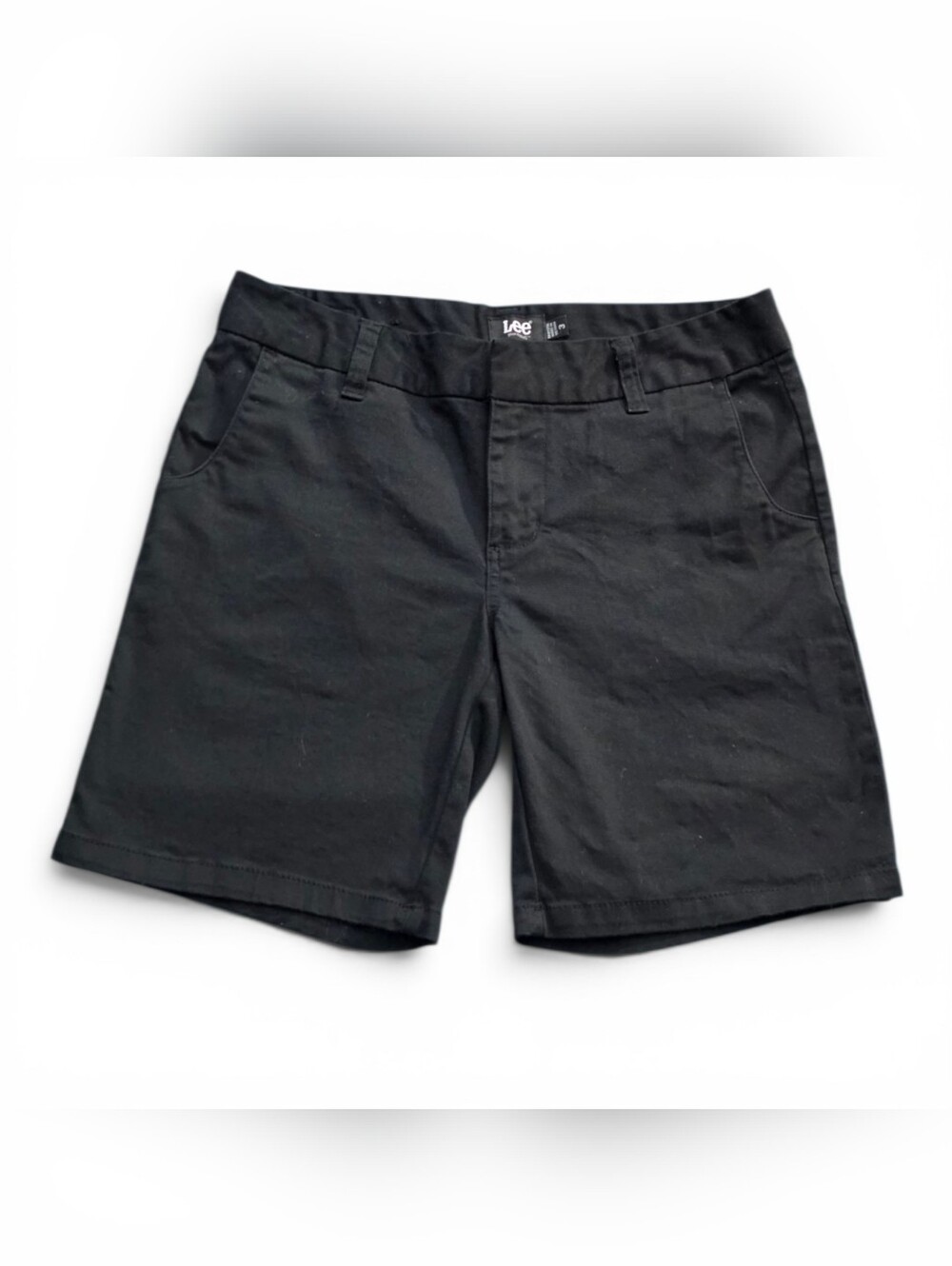 Lee Uniforms Juniors Size 3 Black Chino Bermuda Shorts 7” Inseam